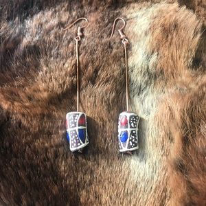 Handmade African glass beaded earrings!
